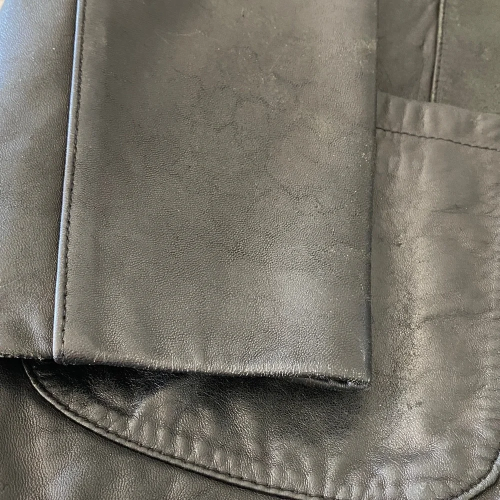 Y2K Lamb Skin Black Leather Blazer Style Jacket by Anne Klein size M